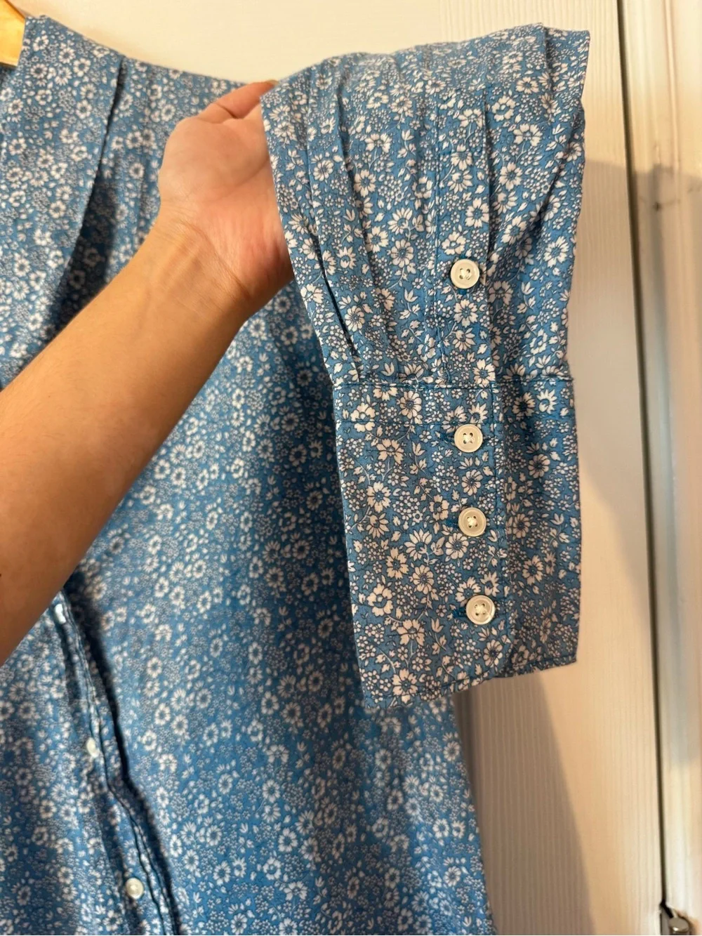 J. Crew Blue and White Floral Shirt